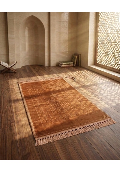 Royam Lüx Kalın Yumuşak Kaymaz Taban Peluş Seccade 70 X 110 Sarı