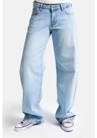 Itsbasic Kadın Ice 2s6-3 Barrel Mid Rise Fit Orta Bel Denim Jean Buz Mavi