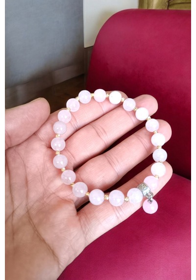 Pembe Kuvars Bileklik Dorika Bileklik Orijinal Doğal Taş Pembe Kuvars Bileklik Pembe Kuvars Bileklik