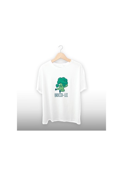Brocco Lee Detaylı Unisex Tişört Beyaz