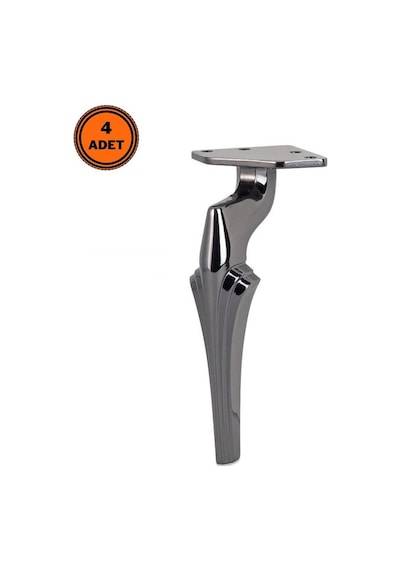 4 Adet Zeus Lüx Metal Ayak 16 Cm Füme Mobilya Koltuk Ayağı