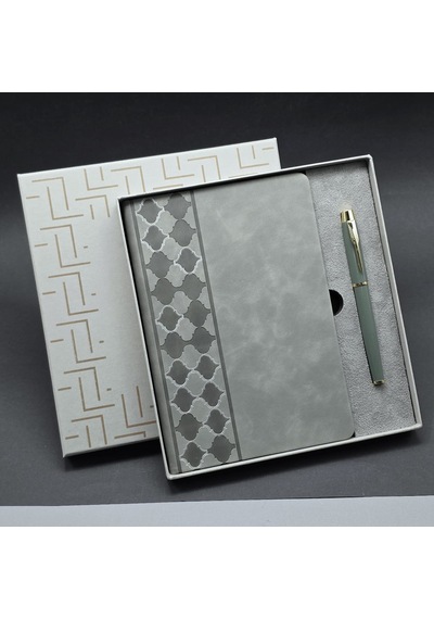 Kutulu Gri Defter Ve Metal Kalem Seti E30db