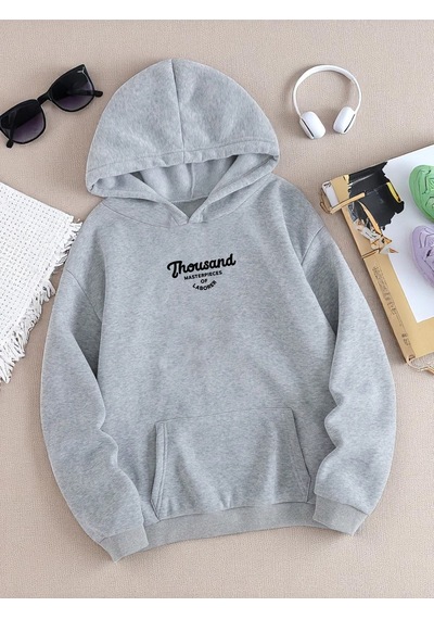 Uyguntarz Unisex Thousand Baskılı Oversize Sweatshirt Gri