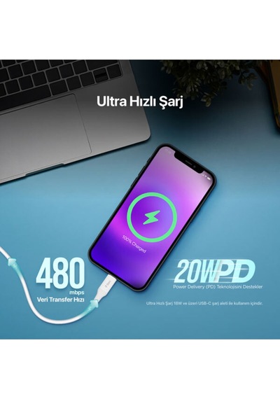Usb-c - Lightning Hızlı Şarj Kablosu 150cm Beyaz