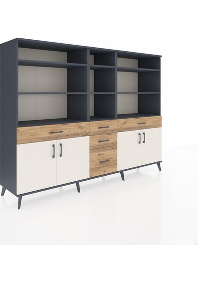 Hyperion Dolap 11 Raflı 5 Çekmeceli 4 Kapaklı 220x44x163 Antrasit Antrasit-aytaşı/çam Hyperion Dolap 11 Raflı 5 Çekmeceli 4 Kapaklı 220x44x163 Antrasit Antrasit-aytaşı/çam