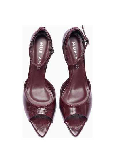 Mubiano Kadın Stiletto Sivri Burun Kroko Desenli Bilekten Bantlı Topuklu Ayakkabı Valeria Bordo Bordo Mubiano Kadın Stiletto Sivri Burun Kroko Desenli Bilekten Bantlı Topuklu Ayakkabı Valeria Bordo Bordo