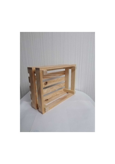 Ahşap Kasa 20x28x10 Cm Ham Naturel Organizer Ham Naurrel