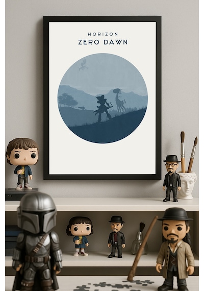 Horizon Zero Dawn Siyah Ahşap Çerçeveli Poster, Dekoratif Oyun Duvar Tablosu