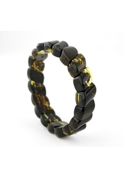 Kehribar Bileklik Özel Fosilli Roleks Tasarım Ambergold Blk23-41 Çok Renkli