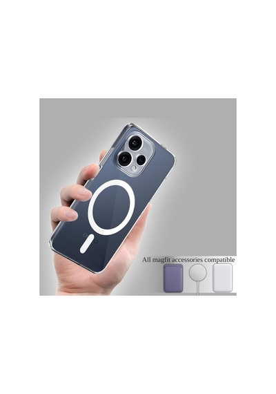 Oppo Reno15 5g Uyumlu Kılıf Sararmaz Kamera Korumalı Magsafe Mika Sert Parlak Şeffaf Kapak Beyaz