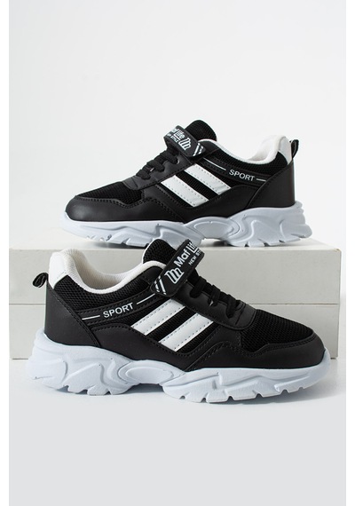 Adımist Çocuk Ortopedik Cırtlı Hafif Unisex Sneaker Spor Ayakkabı Maf Cırtlı Siyah