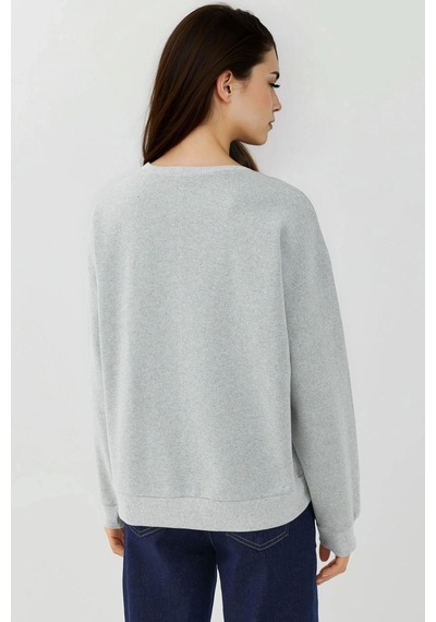 Hiccup Baskılı Yuvarlak Yaka Sweatshirt Gri