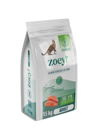 Zoey Somonlu Kısırlaştırılmış Yetişkin Kedi Maması 15 Kg