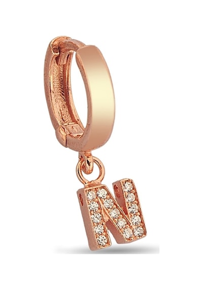 N Harfi Sallantılı 925 Ayar Gümüş Rose Tek Küpe - 12080302 Rose Gold