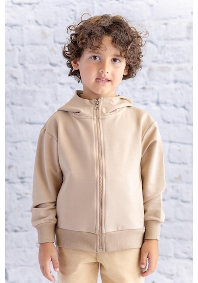 Zeyland Unisex Çocuk Basic Kapüşonlu Ceket - Bej Bej