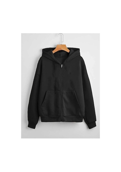 Blackjack Giyim Blackjackgiyim Unisex Siyah Fermuarlı Sweat Hırka Siyah