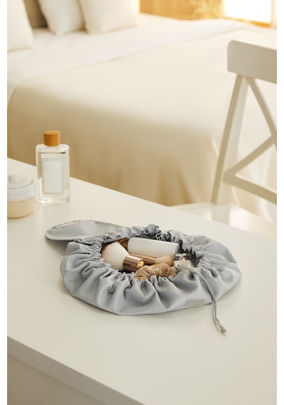 Ocean Home Textile Fonksiyonel Su İtici Leke Tutmaz Kumaş Düzenleyici Seyahat Tipi Makyaj Çantası Ø 50 cm