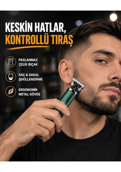 Şarjlı Erkek Tıraş Makinesi 180 Dakika Pil Ömrü, 2.5 Saat Hızlı Şarj, Usb Ve Powerbank Uyumlu 1.5 Saat