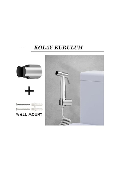 Paslanmaz Çelik Tuvalet Musluk Lavabo Bide Seti Kademeli Jet Püskürtme Spiral Hortum Kolay Mont