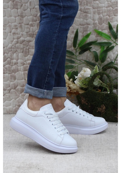 Fort B-150 Beyaz Rahat Kalın Taban Sneaker Erkek Spor Ayakkabı Beyaz