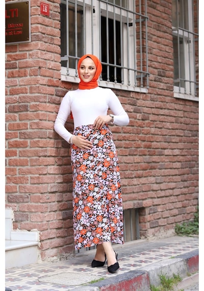 Vellichor Viskon Penye Etek Orange Çok Renkli