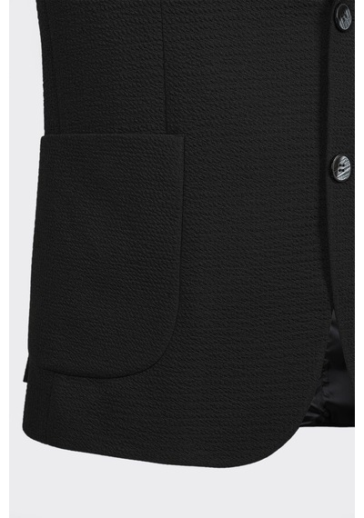 Siyah Casual Slim Fit Bi-stretch Ceket Siyah