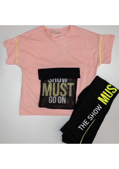 Via Girls Show Must Go On Baskılı Toz Pembe Takım Açık Pembe