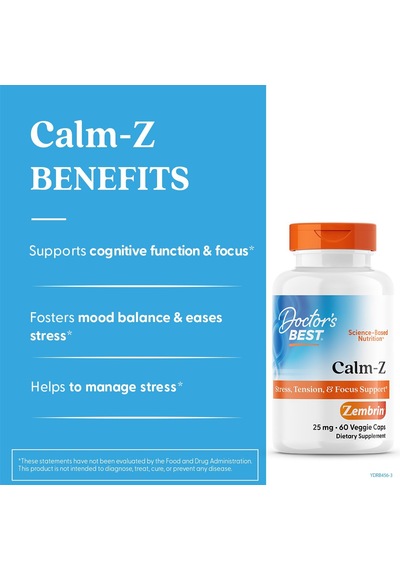 Doctor's Best Calm-z With Zembrin 25 Mg 60 Veggie Capsules Dmmedicineden Usa Menşeii