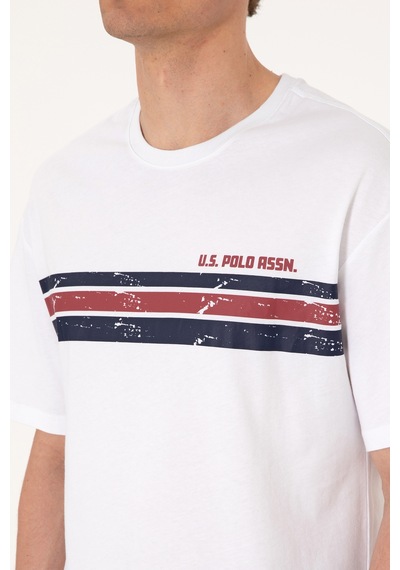 U.S. Polo Assn. Erkek Comfort Fit Beyaz Bisiklet Yaka Tişört 50306912-VR013