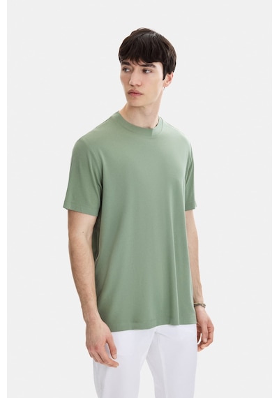 Backandbond Adayaçayı Regular Fit Örme Bisiklet Yaka Tişört Mint Yeşili