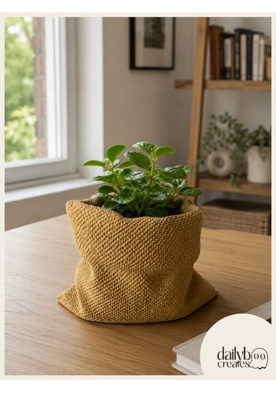 Dekoratif Çuval Saksı-çiçek,bitki,sukulent Saksısı-modern Tarz Saksı 01