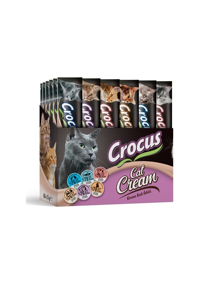 Crocus - 283 - Multıpack60 6 Çeşit Krema Kedi Ödülü - Cadde101 - 900gr 60x15gr