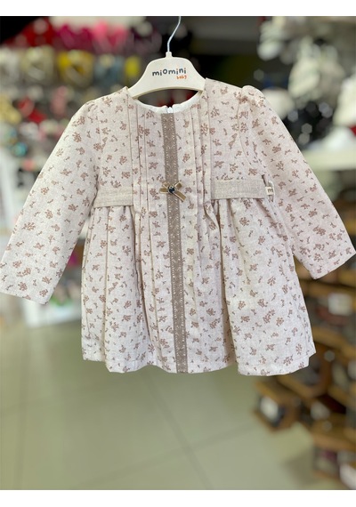 Babydoll Elbise Miomini Pileli Açık Bej