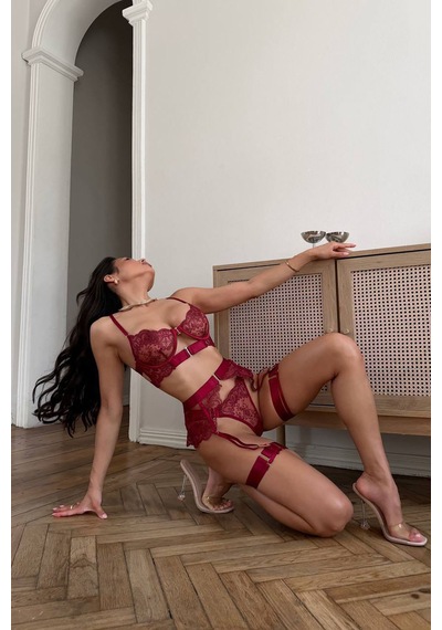 Luss Nadia Jartiyer Set - Bordo