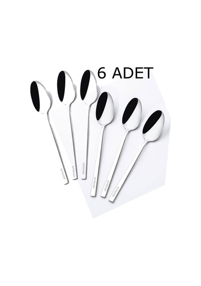 6 Adet Düz Sade Model Paslanmaz Çelik Yemek Kaşığı Yaşam Boyu Garantili Ultra Lüks Model Altın - Beyaz