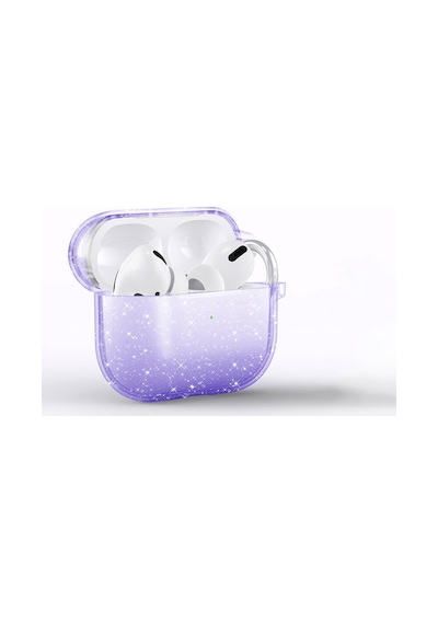 Apple Uyumlu AirPods 3. Nesil Allstar Airbag 32 Parlayan Simli Saydam Renkli Kılıf-mor Mor
