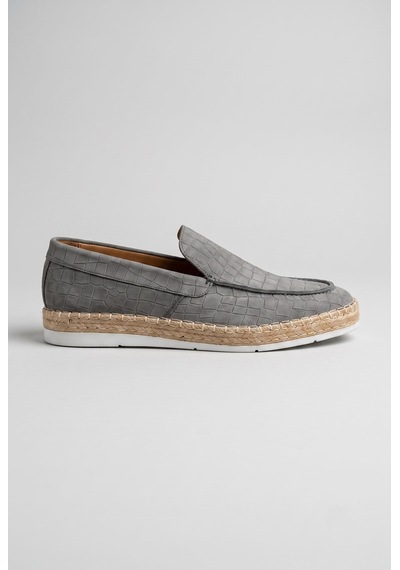 Gri Deri Loafer Ayakkabı 6156