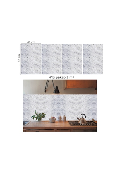Tink Kendinden Yapışkanlı Gri Dalgalı Desenli Pvc Panel 41x62 Cm