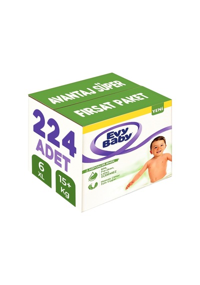 Evy Baby Bebek Bezi Beden:6 15+kg Ekstra Large 224 Adet 4'lü