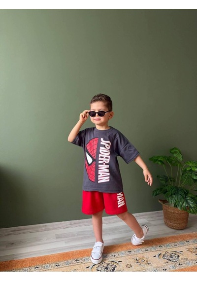 Cg Kids Örümcek Adam Erkek Çocuk Tshirt&şort Erkek Çocuk Alt Üst Takım Kırmızı