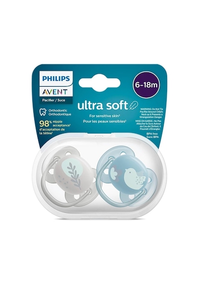 Philips Ultra Soft Emzik, Erkek Bebekler İçin 6-18 Ay, 2 Li Paket, Ortodontik Silikon, Flexifit Kalkanli, Ultra Yumusak, Bpa Içermez, Tasima Kutulu, Scf091/15