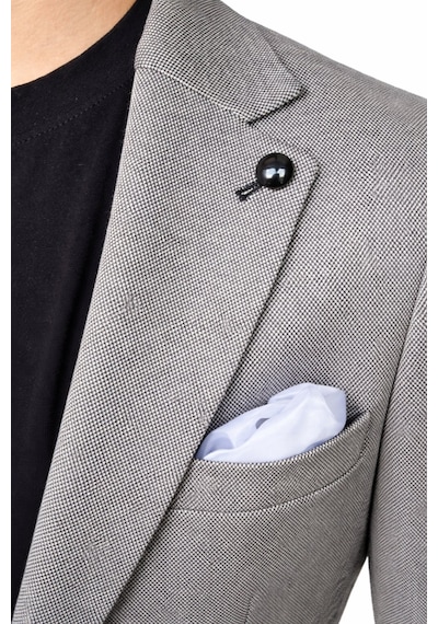 Erkek Siyah Slim Fit Blazer Ceket Tek Düğme Çift Yırtmaç Kollu Yamalı Siyah
