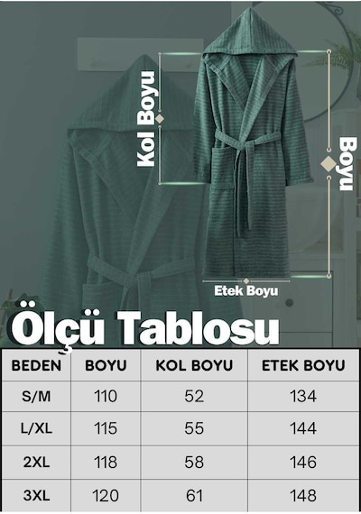 Doğa Yeşil Kapüşonlu Bornoz