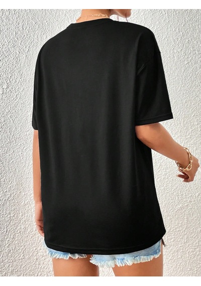 Unisex Atatürk Tasarım Basklı Tshirt Siyah