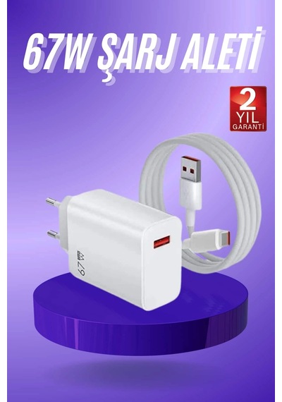 Mey İthalat Beyaz Ultra Plus Hızlı Şarj Seti Şarj Adaptörü Ve Kablosu 67w 02213140