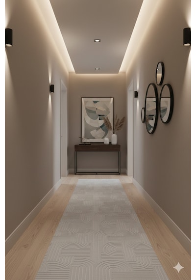 Vizon Kabartmalı Modern Halı Geometrik Desenli Soft Dokulu Dekoratif Halı Fch3018 Vizon