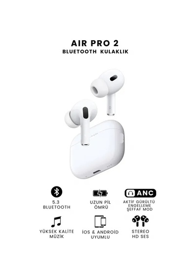 Premium Air Pro 2 Anc Gürültü Engelleyici Bluetooth Kulaklık Ios Android Tüm Telefonlar İle Uyumlu Kulaklık