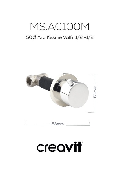 Creavit 50ø Ara Kesme Valfi 1/2 -1/2 Krom Ms.ac100m