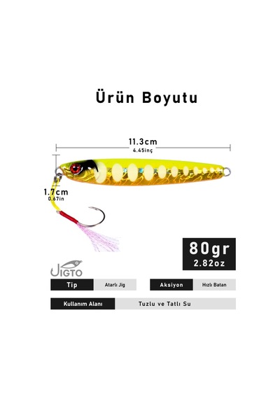 Jig, Zoka, Suni Yem, Uv Metal Jig, 80gr 11cm Jıgto Tide 80