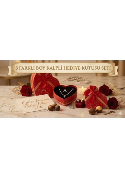 3'lü Kalp Hediye Kutu Seti Sevdiklerinizi Mutlu Etmenin En Güzel Yolu I Love You Kalp Desen Kırmızı
